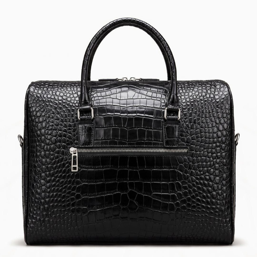 Croc-Embossed Leather Briefcase