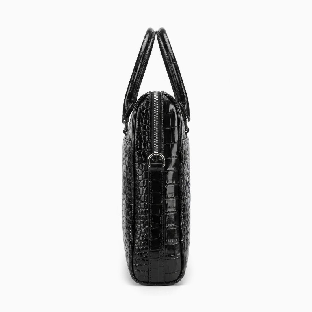 Croc-Embossed Leather Briefcase