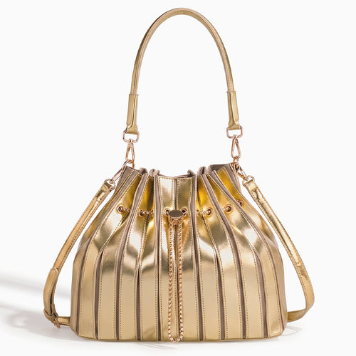 Stella Pleated Drawstring Bucket Bag
