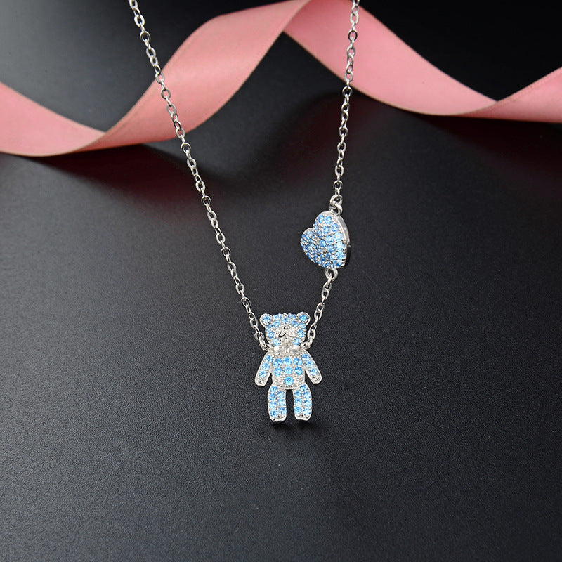 Collar Bear Heart Sky Blue