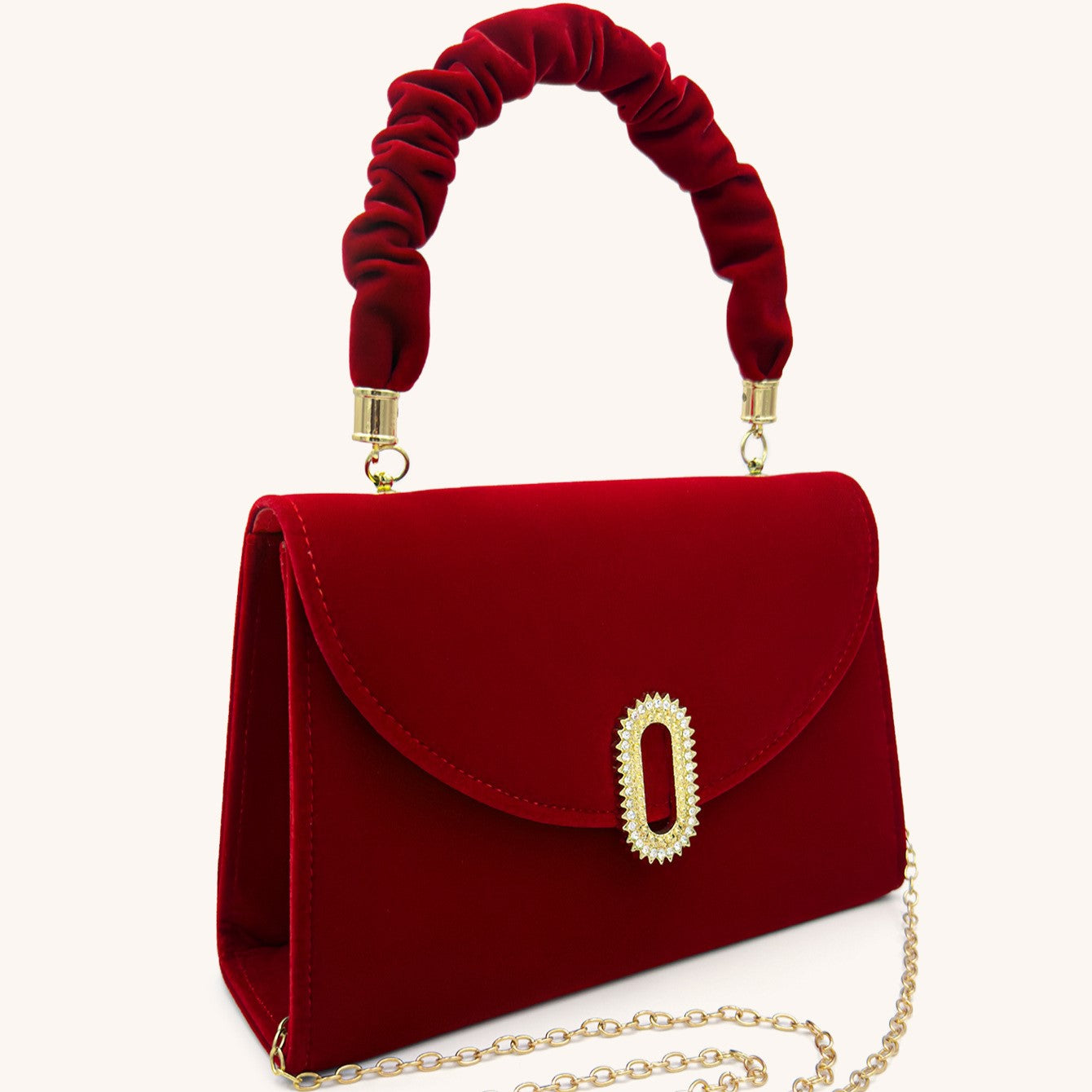 Bolso Priscilla de terciopelo rojo