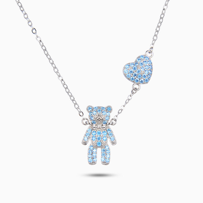 Collar Bear Heart Sky Blue