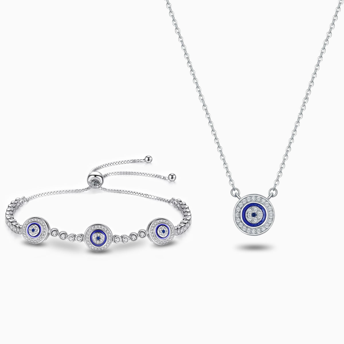 Deslumbrante conjunto simbólico de joyas con forma de mal de ojo